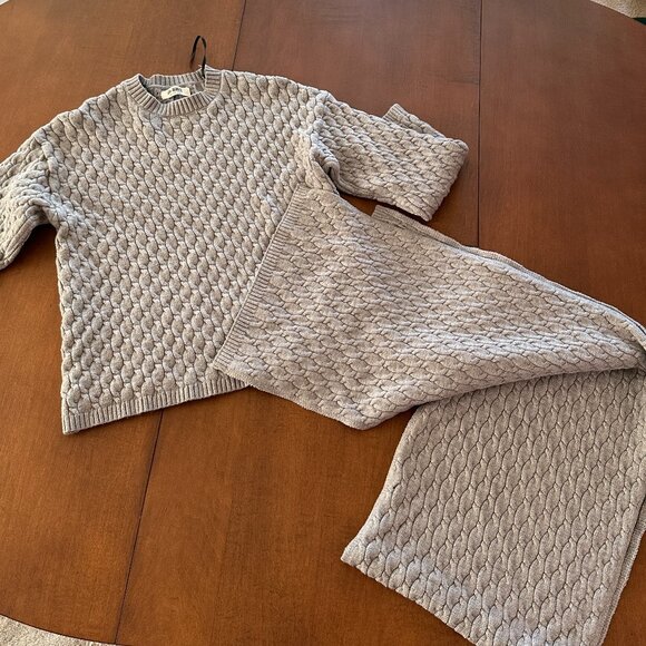 4th & Reckless Gabriel Sweater grey cable knit with matching scarf (XS) - Picture 7 of 7